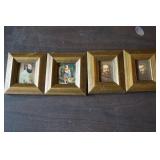 Set of 4 Mini Pictures Gold Trimmed