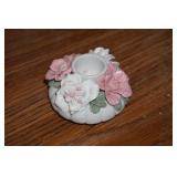 Porcelain Candle Holder w/flowers