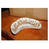 Antq Hand Painted Bone Plate