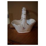 Vtg Small White Basket Ceramic