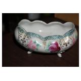 Vtg Hand Painted Footed Bowl
