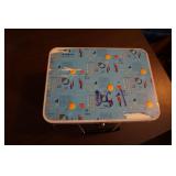 Metal Lunch Box w/Puzzle&Cards Inside Blue Design