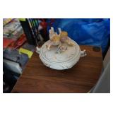 2 Handled Cherub Dish w/lid Porcelain