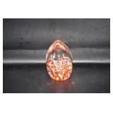 Orange and White Art Glass Paperweight