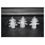 Three Miniature Spun Glass Christmas Trees