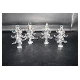 Set of Four Spun Glass Christmas Trees