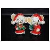 Vtg Christmas S&P Shakers Mice Plastic