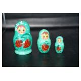 Three Piece Green Nesting Doll Set