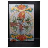 Pottery Picture Signed Picture of Parrot