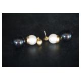 Black & White Beaded Pierced Earrings