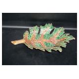 Capodimonte Style Leaf Trinket Dish Green
