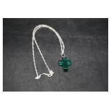 NIP SS Chain w/green stone cross