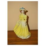 Porcelain Victorian Lady Dressed Yellow Figurine