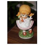 Little Girl w/rabbit Figurine