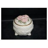 Iridescent Trinket Dish w/pink roses