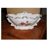 Vtg Porcelain Oval Vase/Planter