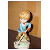 1974 Moppets Little Boy Playing Hockey Figurine
