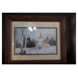 Winter Scene of a Church Signed & Numbered