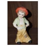 Little Boy Figurine Red Hat Figurine