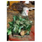 Metal Bird House w/faux plant