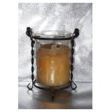 Large Candle w/black carrying holder Orange Candle