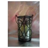 Large Candle w/black carrying holder Green Candle