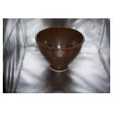 Brown Pottery Bowl w/leaf pattern