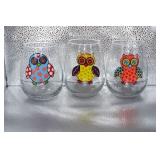Set of 3 Owl Glasses