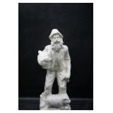 Old Man & A Pig White Porcelain Figurine