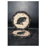 Set of 2 Cat Woven Coasters