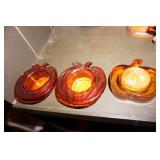 3 Glass Pumpkin Candle Holders
