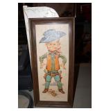 Vtg Picture of Little Boy as Cowboy