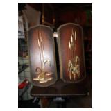 Pair of Brass & Wooden Wall Decor
