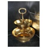 Gold Tone 2 Tiered Serving Dish