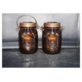 Set of 2 Purple Mason Jar w/electric candle holder