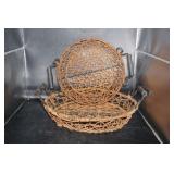 2 Wicker & Metal Baskets