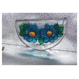 Stain Glass Window Hanger w/green flowers