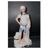 Young Lady in Vtg Beach Attire Figurine