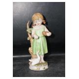 Little Girl Feeding a Goose Figurine