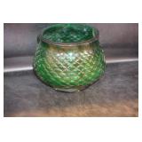 Hunter Green Glass Planter