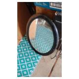 Oval Mirror Black Plastic Frame