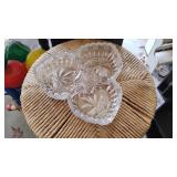 Divided Heart Shaped Dish Lead Crystal