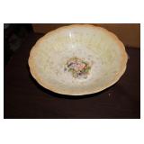 Vtg Hand Painted Serving Bowl Pink Rose bottom