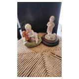 2 Figurines Children w/dogs
