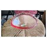 Red Rimmed Oval Bowl