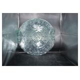 2 Handled Large Glass Platter Light Green