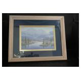 F&M Picture Lake Scene w/train Signed