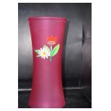 Tall Pink Vase w/Flower Motif
