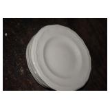 Six White Gibson Plates