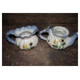 Sugar and Creamer with Sunflowers & Blue Trim